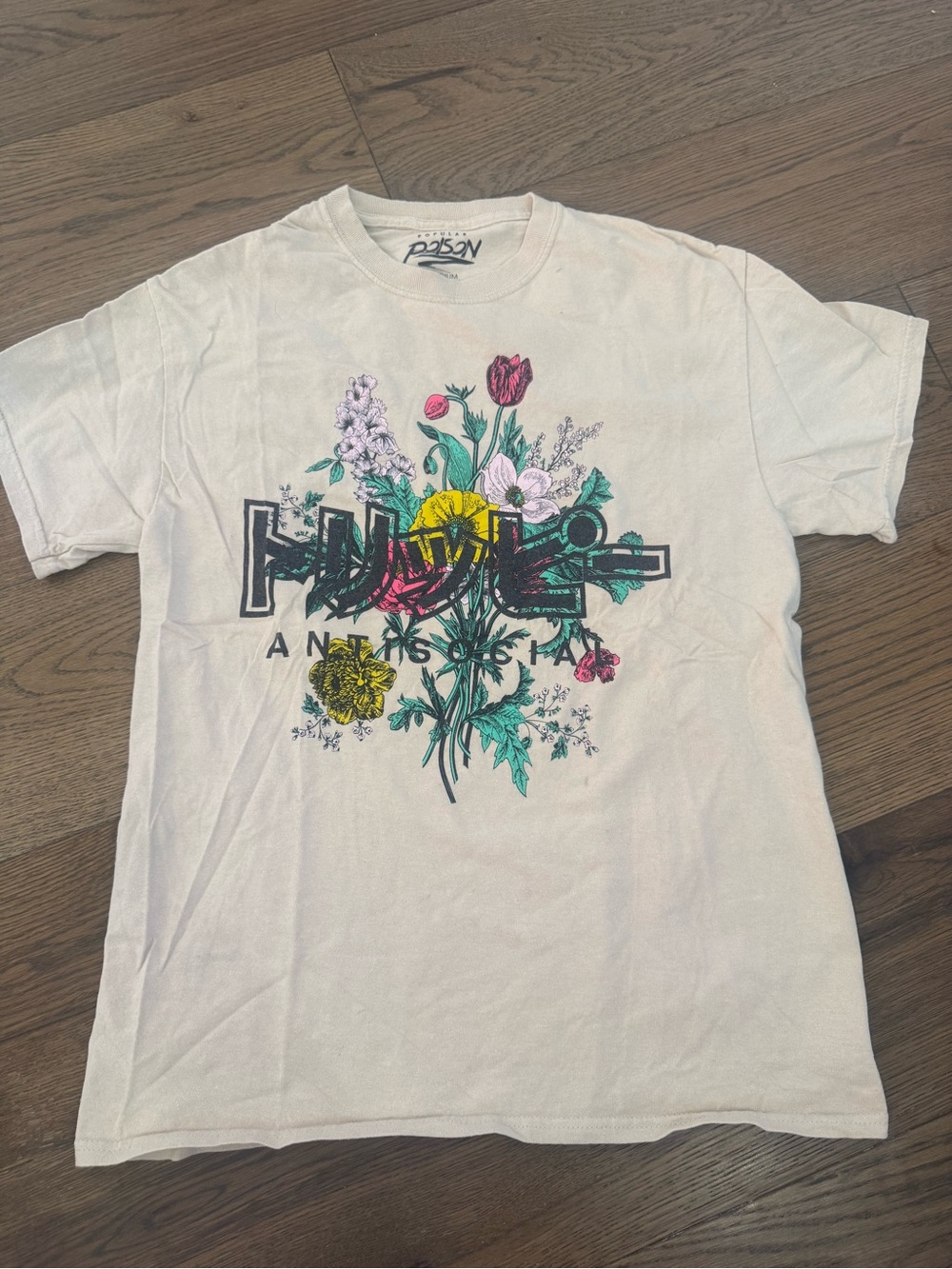 Posh Poison Floral Graphic Tee in Cream with Multicolor Print